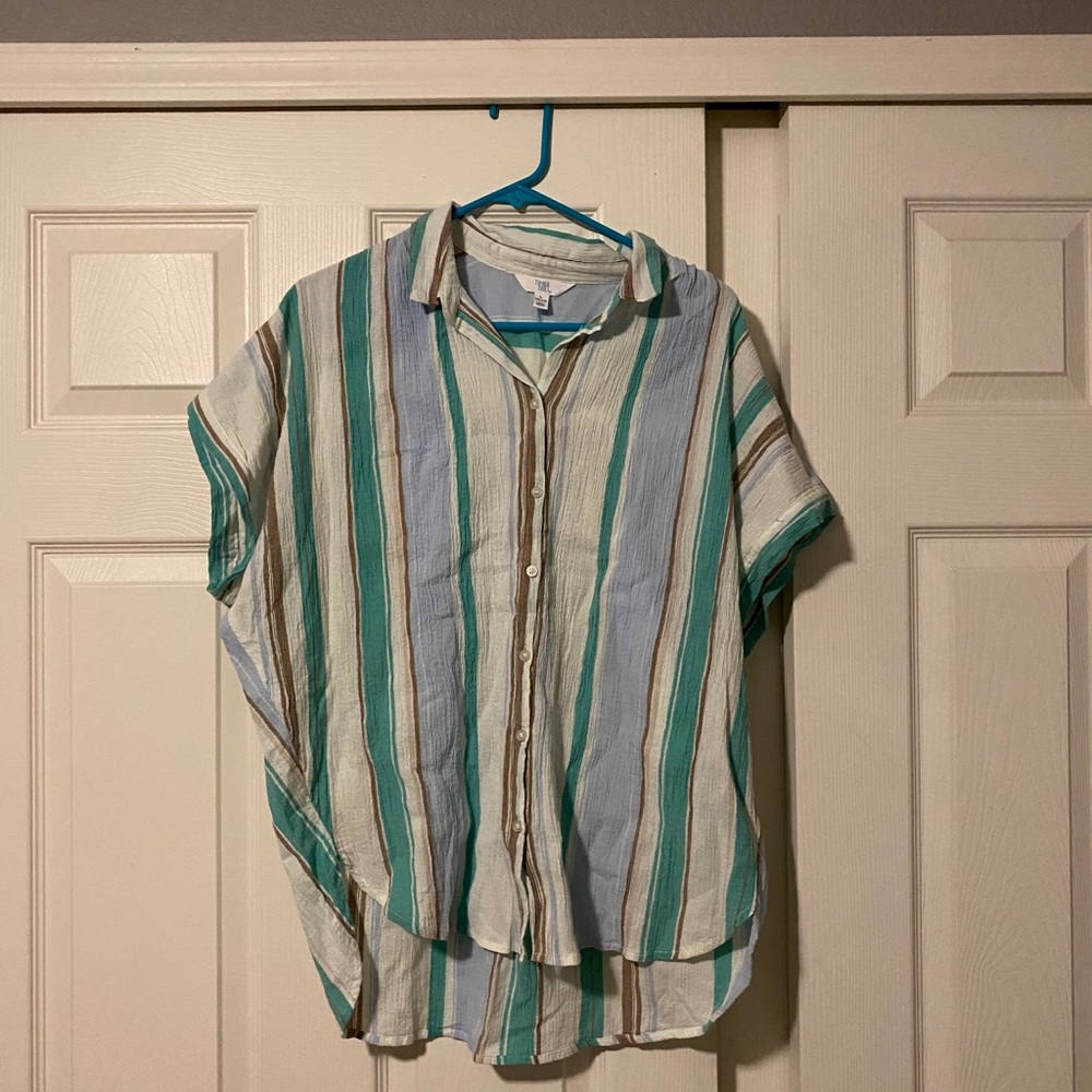 Short Sleeve Button Down Shirt Tops